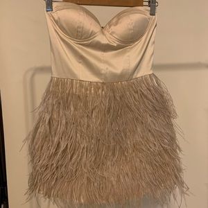 Alexa dress - Champagne corset feather dress